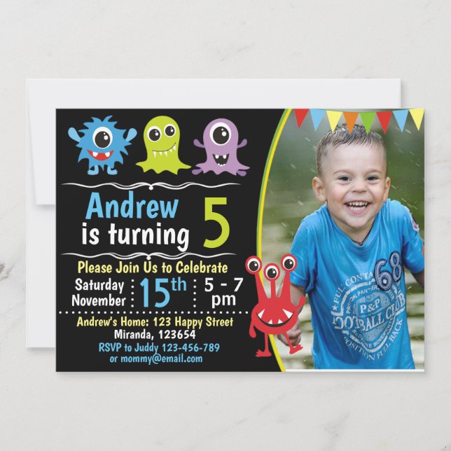 Invitation d'anniversaire de monstre, Invitation d (Devant)