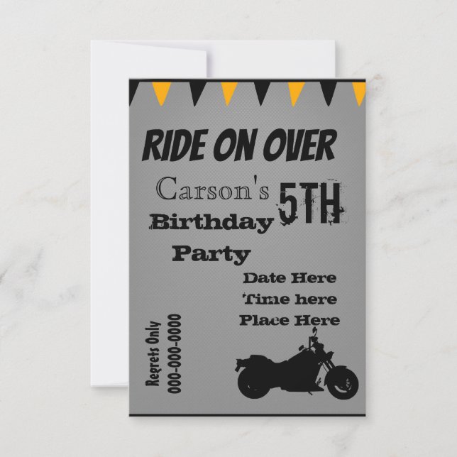 Invitation d'anniversaire de moto (Devant)