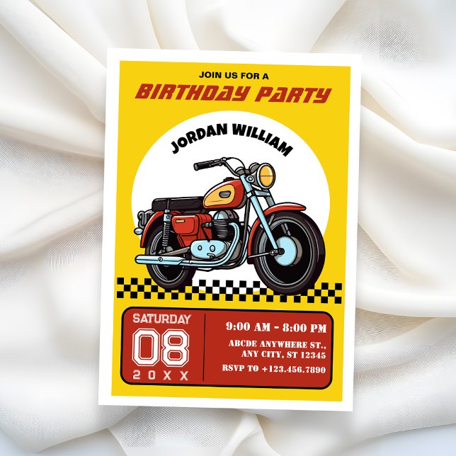 Invitation d'anniversaire de moto Retro (Créateur téléchargé)