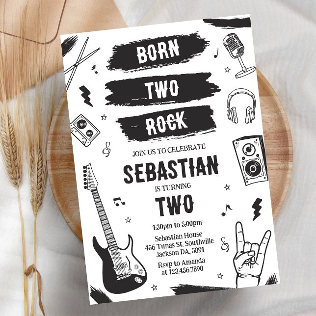 Invitation d'anniversaire de musique punk rock Bor (Créateur téléchargé)