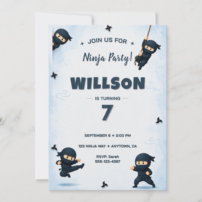Invitation d'anniversaire de Ninja (Devant)