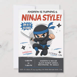 Invitation d'anniversaire de ninjas personnalisés