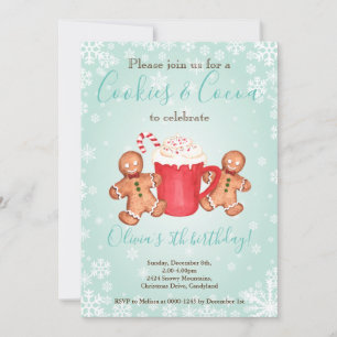 Invitation d'anniversaire de Noël avec cookies et