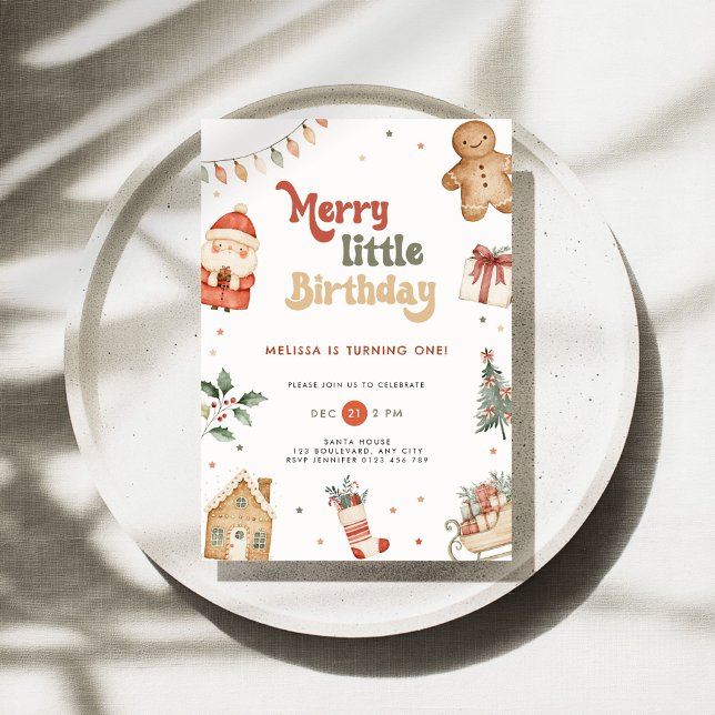 Invitation d'anniversaire de Noël pour 1 an (Merry christmas birthday invitation)