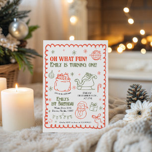 Invitation d'anniversaire de Noël pour 1 an Oh Que