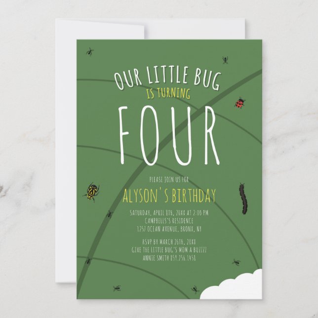 Invitation d'anniversaire de notre petit bug (Devant)