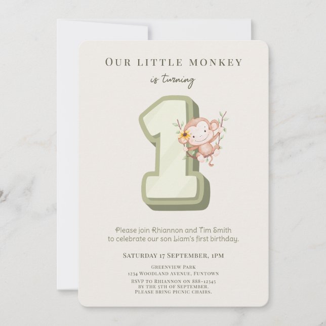 Invitation d'anniversaire de notre petit singe 1 a (Devant)