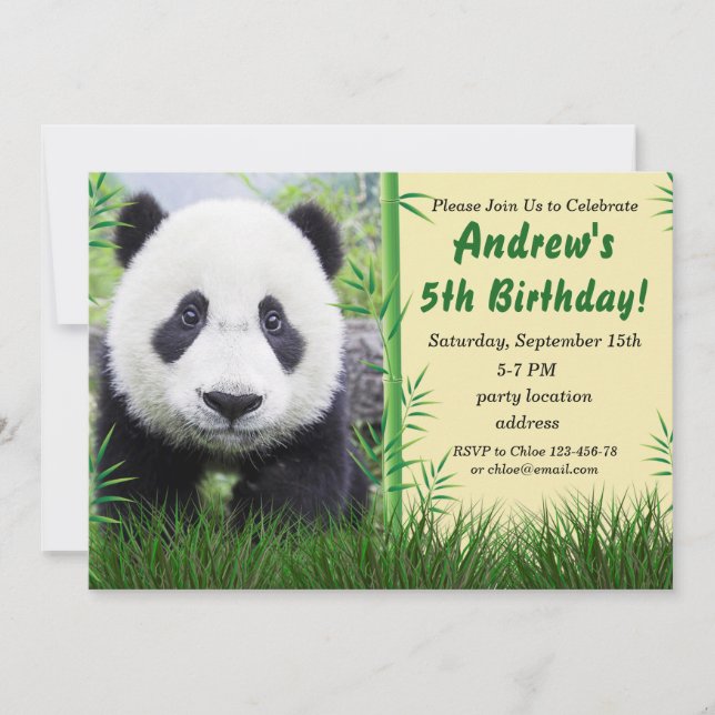 Invitation d'anniversaire de panda (Devant)