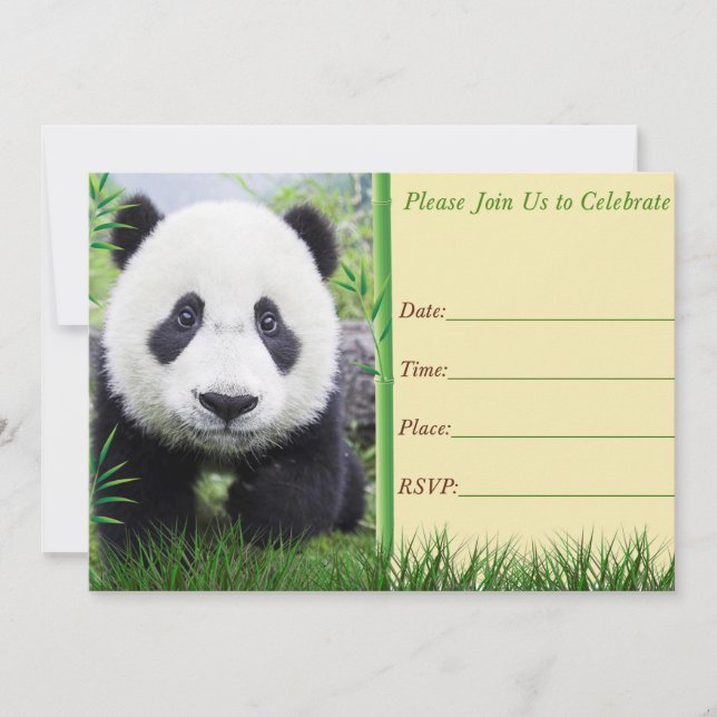 Invitation d'anniversaire de panda (Devant)