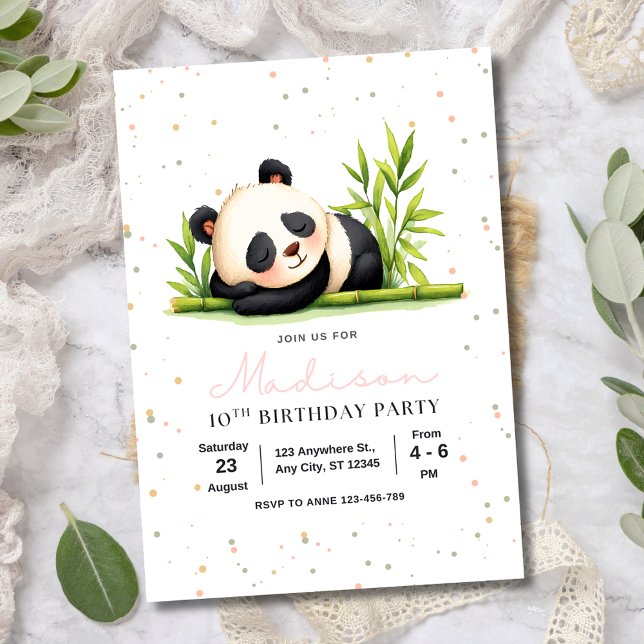 Invitation d'anniversaire de panda, Anniversaire d (Créateur téléchargé)
