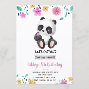 Invitation d'anniversaire de panda fille