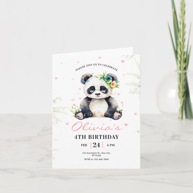 Invitation d'anniversaire de Panda, Invitation d'a (Devant)