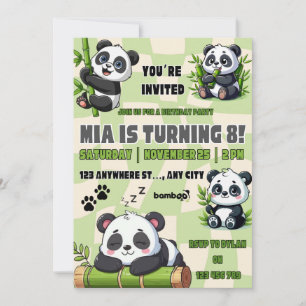 Invitation d'anniversaire de panda mignon