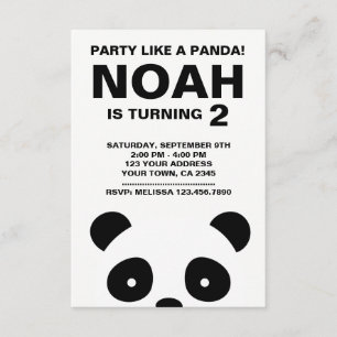 Invitation d'anniversaire de panda, partie noire