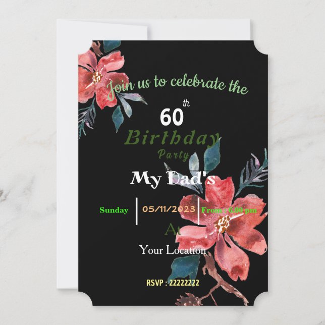 Invitation d'anniversaire de papa (Devant)