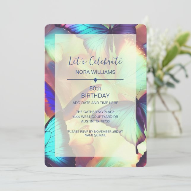 Invitation d'anniversaire de papillon (Debout devant)