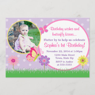 Invitation d'anniversaire de papillon 5x7 Carte ph