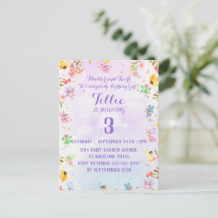 Invitation d'anniversaire de papillon de fée et de