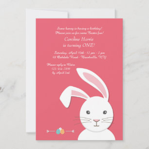 Invitation d'anniversaire de Pâques Lapin Blanc