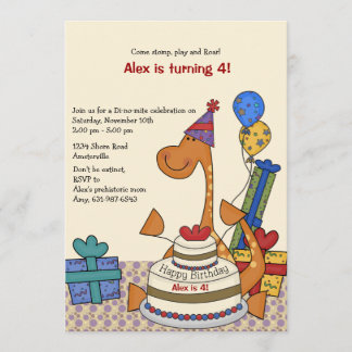 Invitation d'anniversaire de partie de dinosaure