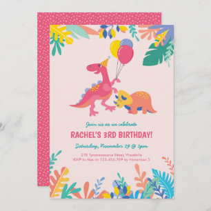 Invitation d'anniversaire de partie de dinosaure