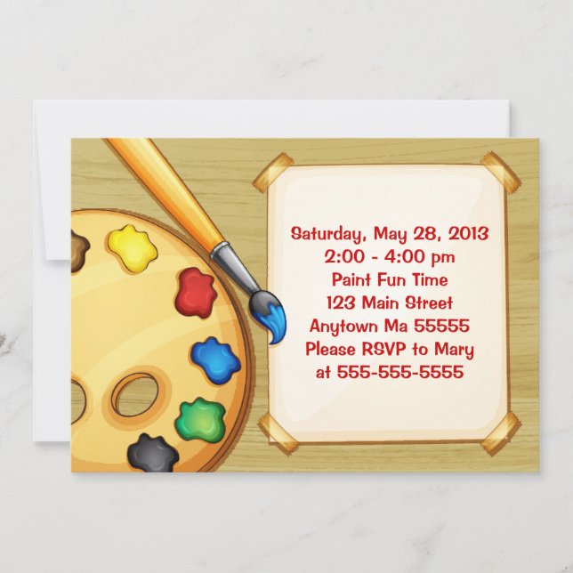 Invitation d'anniversaire de partie de peinture (Devant)