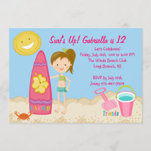 Invitation d'anniversaire de partie de plage de