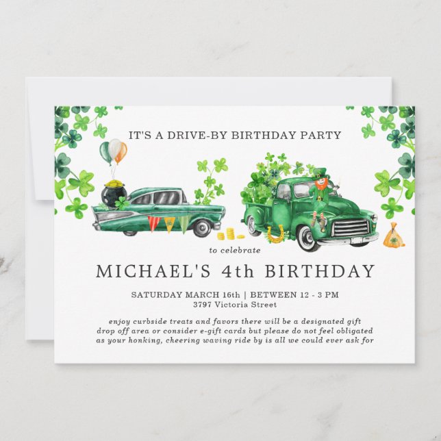 Invitation d'anniversaire de passage en voiture po (Devant)