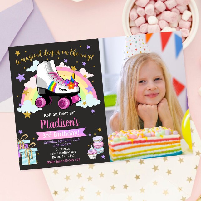 Invitation d'anniversaire de patin à roulettes lic (Créateur téléchargé)