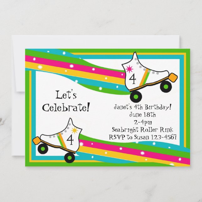 Invitation d'anniversaire de patinage de rouleau (Devant)