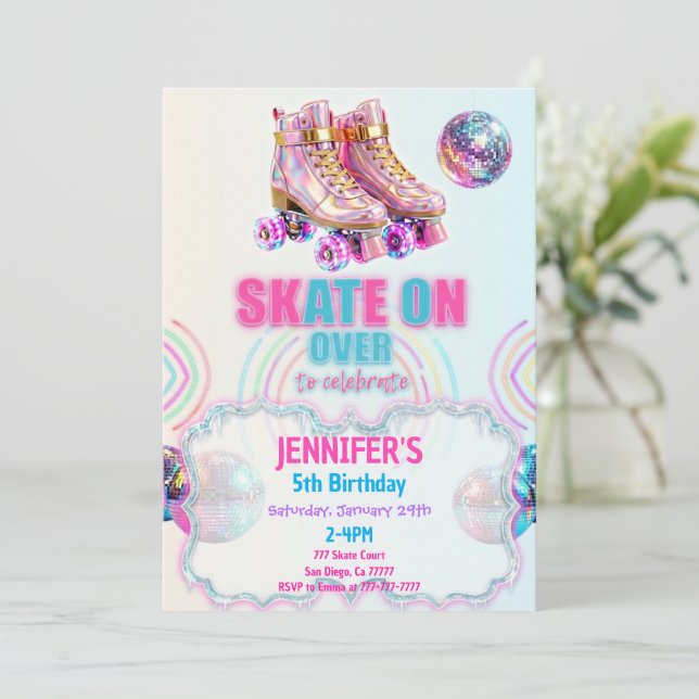 Invitation d'anniversaire de patinage sur glace (Debout devant)