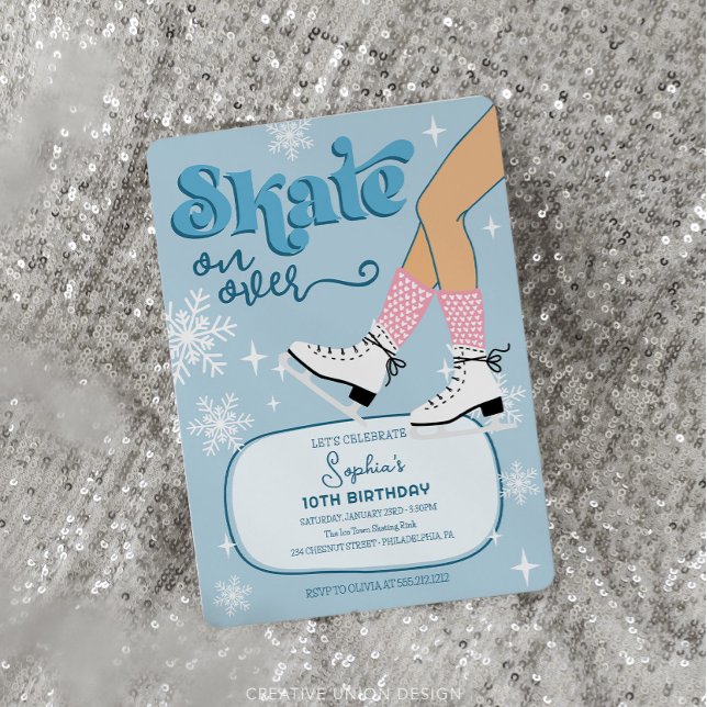 Invitation d'anniversaire de patinage sur glace Fê (Créateur téléchargé)