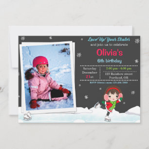Invitation d'anniversaire de patinage sur glace In