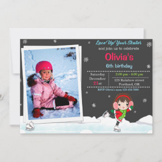 Invitation d'anniversaire de patinage sur glace In