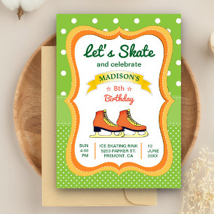 Invitation d'anniversaire de patinage sur glace Or
