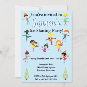 Invitation d'anniversaire de patinage sur glace po