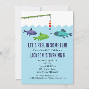 Invitation d'anniversaire de pêche Fête de pêche
