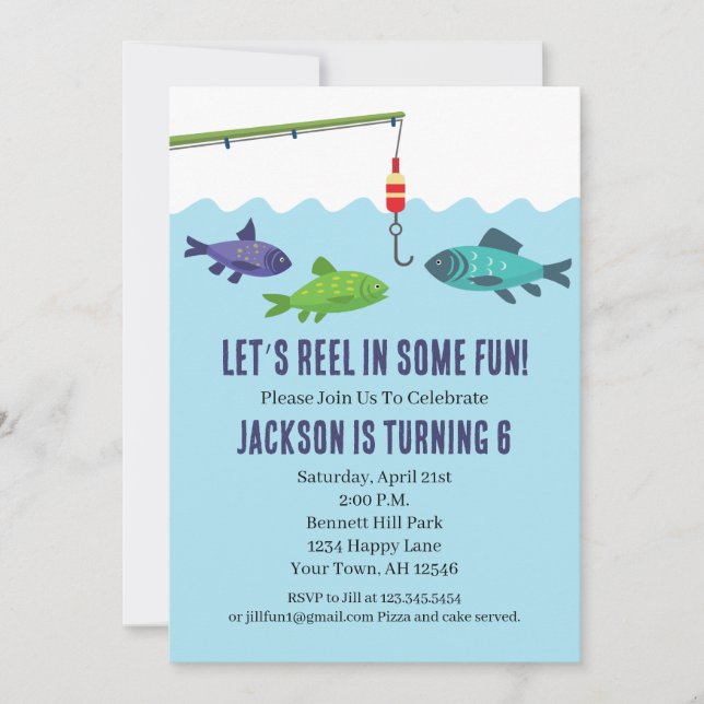 Invitation d'anniversaire de pêche Fête de pêche (Devant)