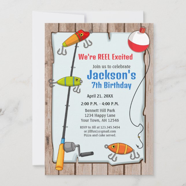 Invitation d'anniversaire de pêche Fête de pêche (Devant)