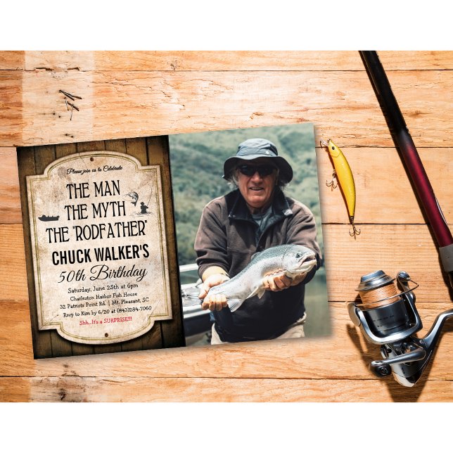 Invitation d'anniversaire de pêche pour homme tous (Créateur téléchargé)