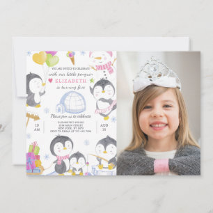 Invitation d'anniversaire de Penguin avec photo