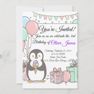 Invitation d'anniversaire de Penguin - Soirée pour