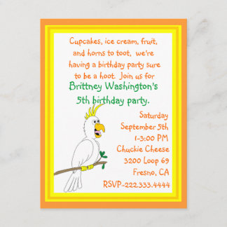 Invitation d'anniversaire de perroquet
