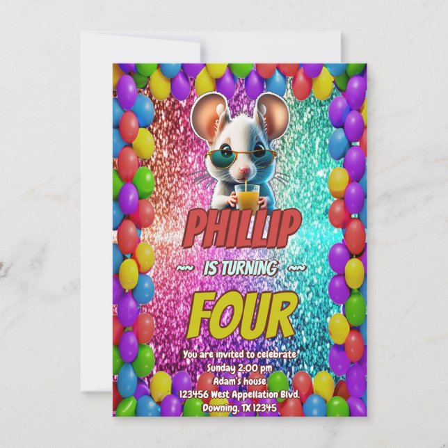 Invitation d'anniversaire de personnage personnali (Devant)