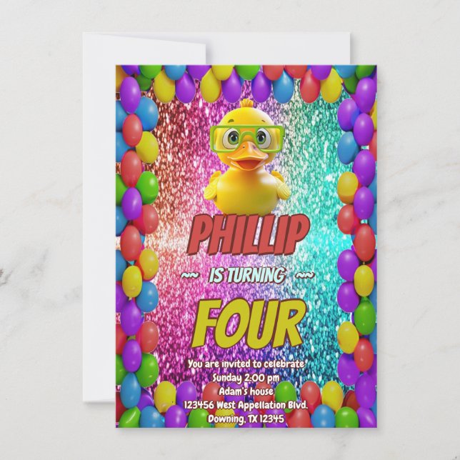 Invitation d'anniversaire de personnage personnali (Devant)
