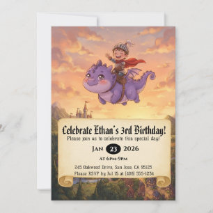 Invitation d'anniversaire de Petit Chevalier monta