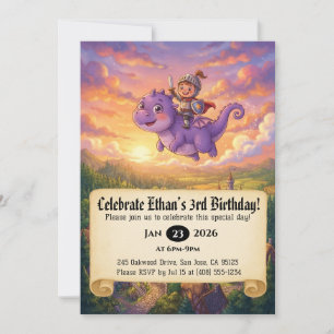Invitation d'anniversaire de Petit Chevalier monta