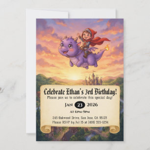 Invitation d'anniversaire de Petit Chevalier monta