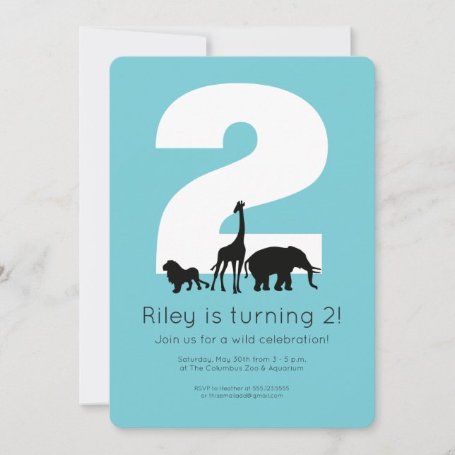 Invitation d'anniversaire de petit enfant sarcelle (Devant)