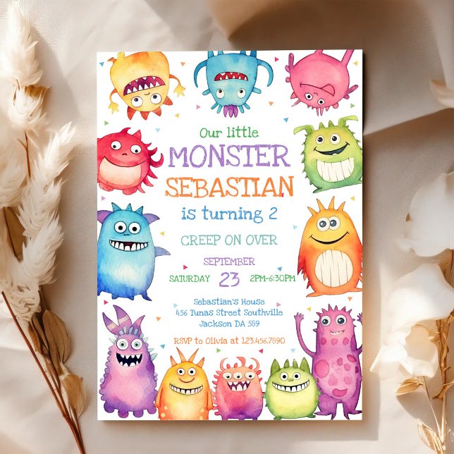 Invitation d'anniversaire de petit monstre (Créateur téléchargé)